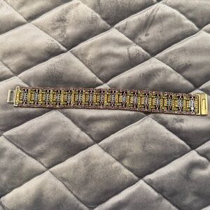Heidi Daus Vintage Gold and Multicolor Rhinestone Bracelet. has all the stones
